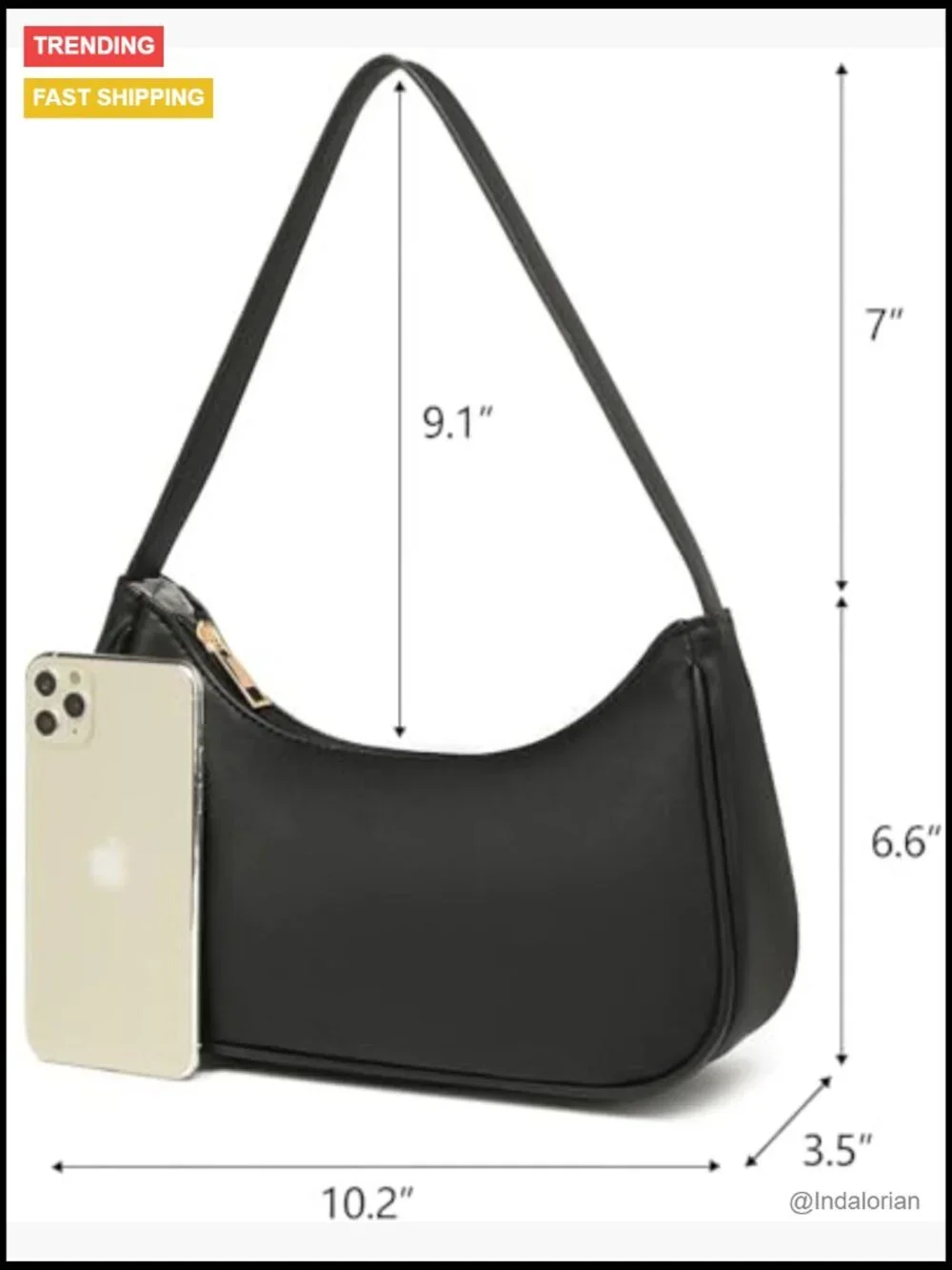 Vegan Leather Hobo Sling Tote Handbag with Zipper Closure